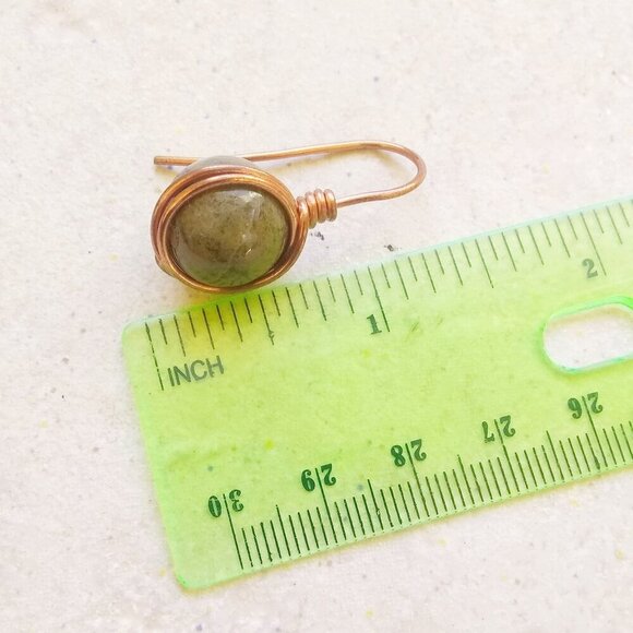 India Agate ~ Big & Bold Handmade Dangle Earrings ~ Warm Hunter Green Colors - Picture 6 of 6